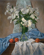 Lilies & Cobalt Drape
